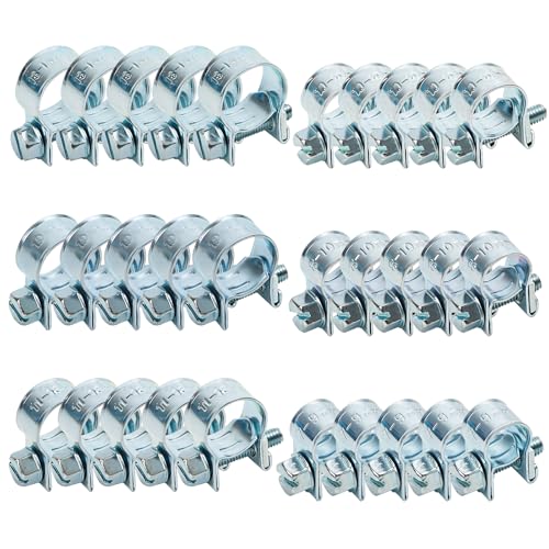 Abrazaderas de manguera de acero inoxidable con un solo oído, 30 unidades, mini abrazaderas para manguera de combustible, abrazaderas ajustables para mini tubos de combustible, tubo de escape, tubo de
