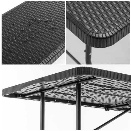 Set da birreria pieghevole, 3 pezzi, in plastica HDPE, set da birra per campeggio, giardino e birreria, set da giardino con motivo albero, impermeabile e resistente alle intemperie (nero +