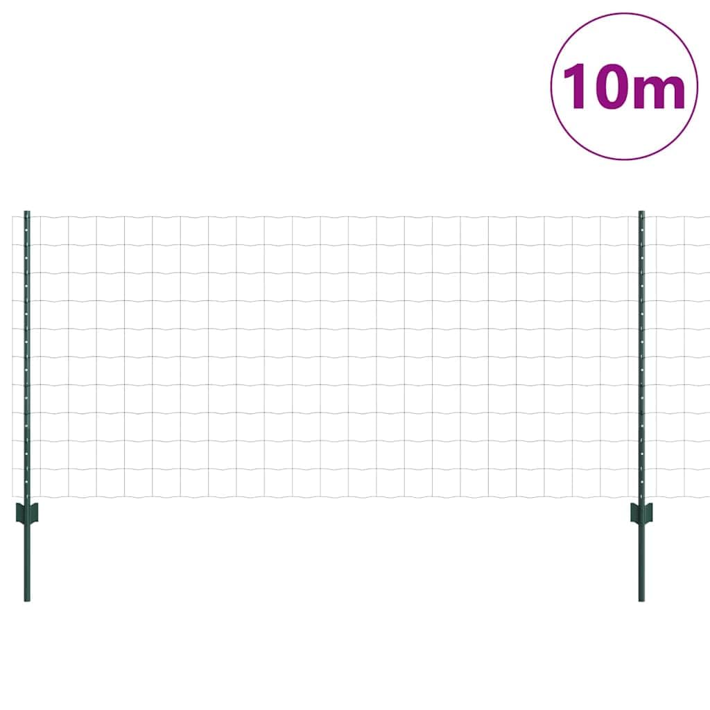 Green Garden Fence 1 x 10 m Steel Privacy Screen Panels with Posts Modern Design Robusta & UV Resistant Outdoor Border for Yard Patio Balcony