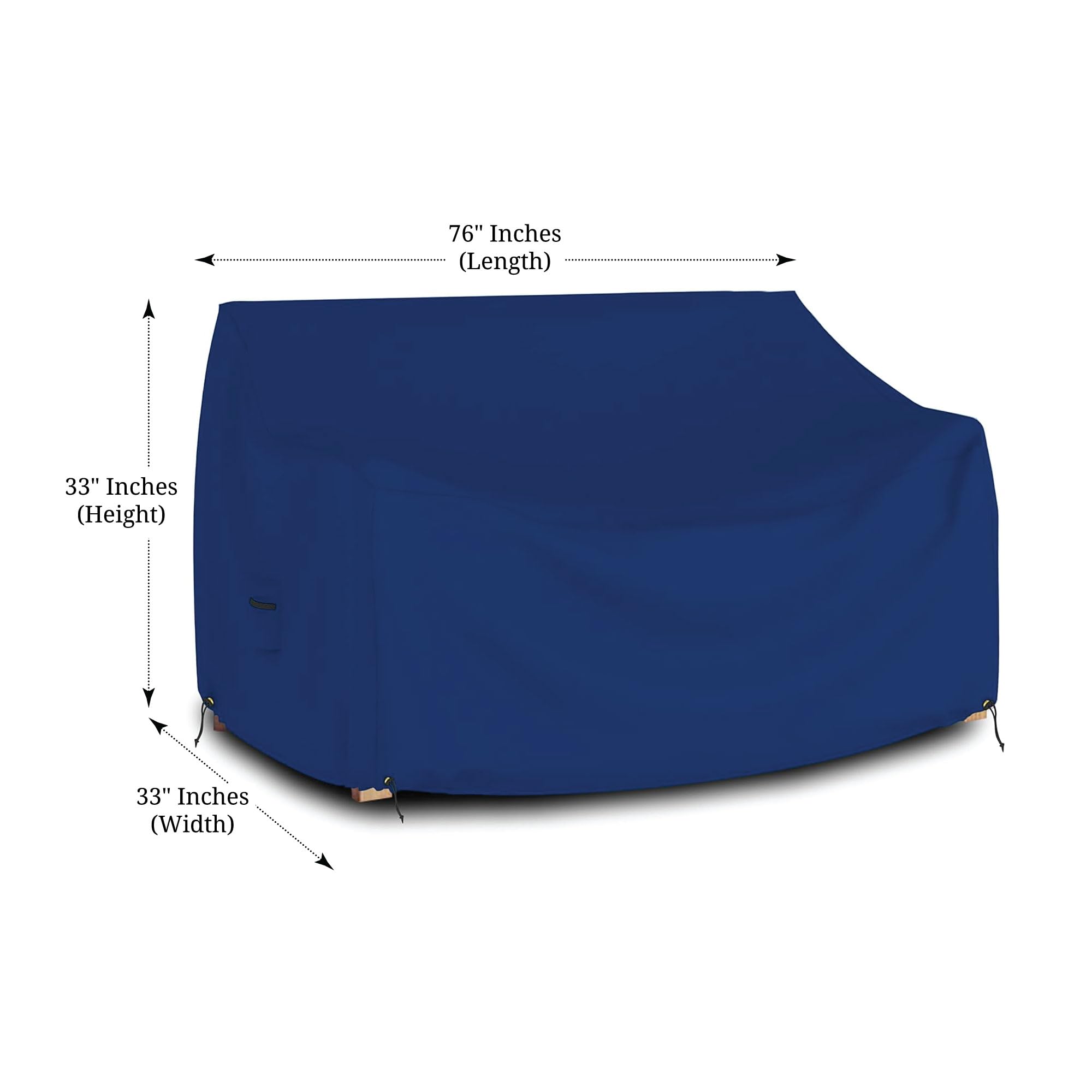 Pokrowiec outdoorowy 'Loveseat' 45 ml wodoodporny - 100% odporny na warunki atmosferyczne pokrowiec na sofę na patio z kieszeniami powietrznymi i paskiem do ściągania do wygodnego dopasowania (76 szer. x 90 cm x 90 cm x 15 FH, niebieski)