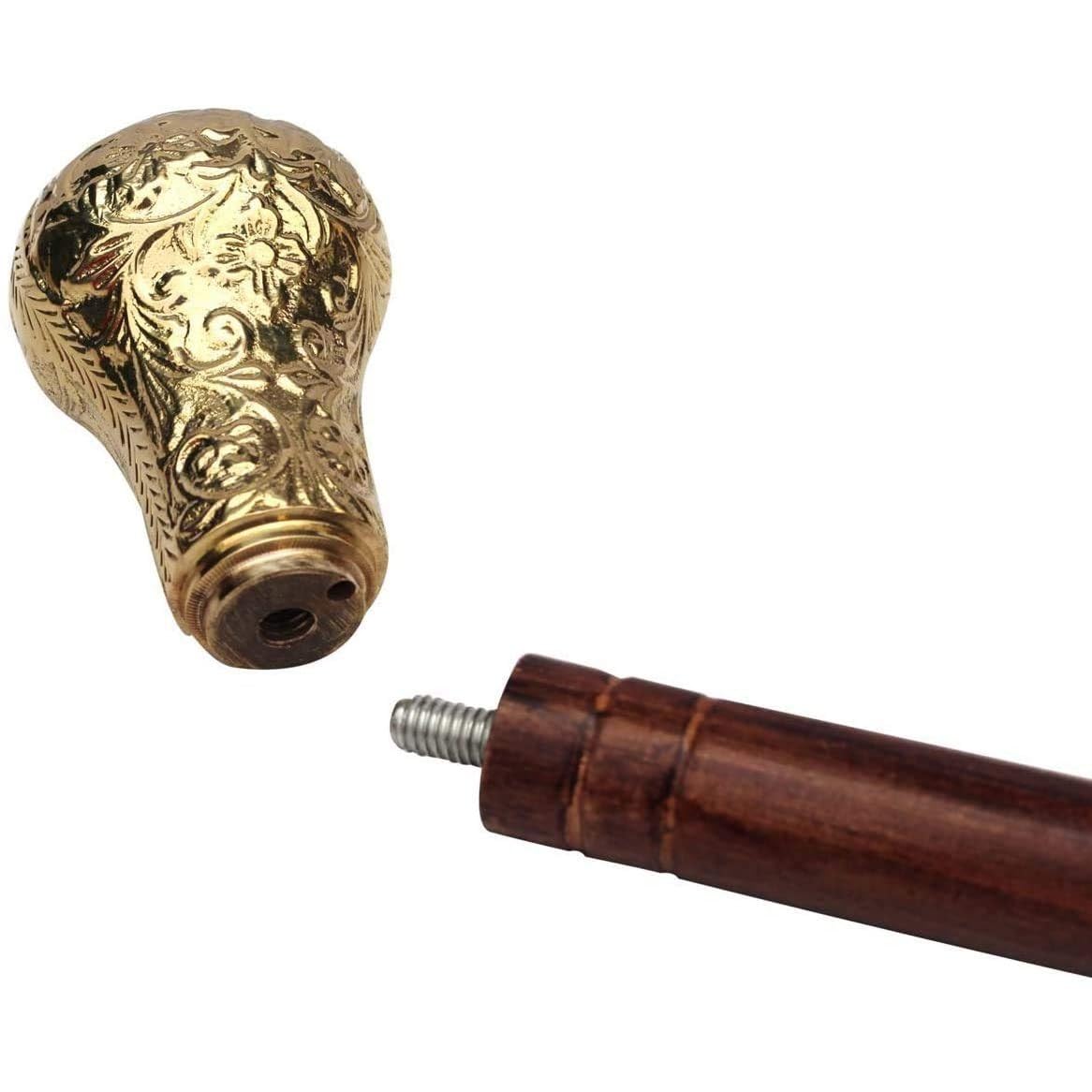 Ajuny Canne De Marche Faite À La Main pour Hommes Femmes Et Personnes Âgées avec Manche en Bois Et Laiton Légère Et Durable Design Élégant pour Adultes