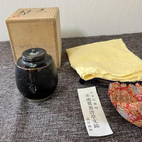 茶道具　祐哲作　茶入　仕覆付　共箱　V　5662 楽天市場】加藤錦雄造 瀬戸茶入 仕覆 正法寺緞子 共箱 古瀬戸写