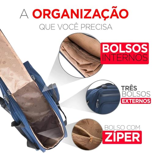 Sacola Bolsa Mala De Viagem Pequena de Bordo Tallinn de Poliéster com Pés de Apoio e Alça de Ombro R