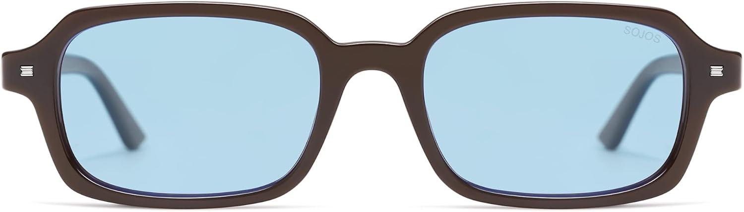 SOJOS Trendy Rectangle Polarized Sunglasses Womens Mens, Small Retro Fashion Thin Slim Square Sunnies SJ2610 - Image 2