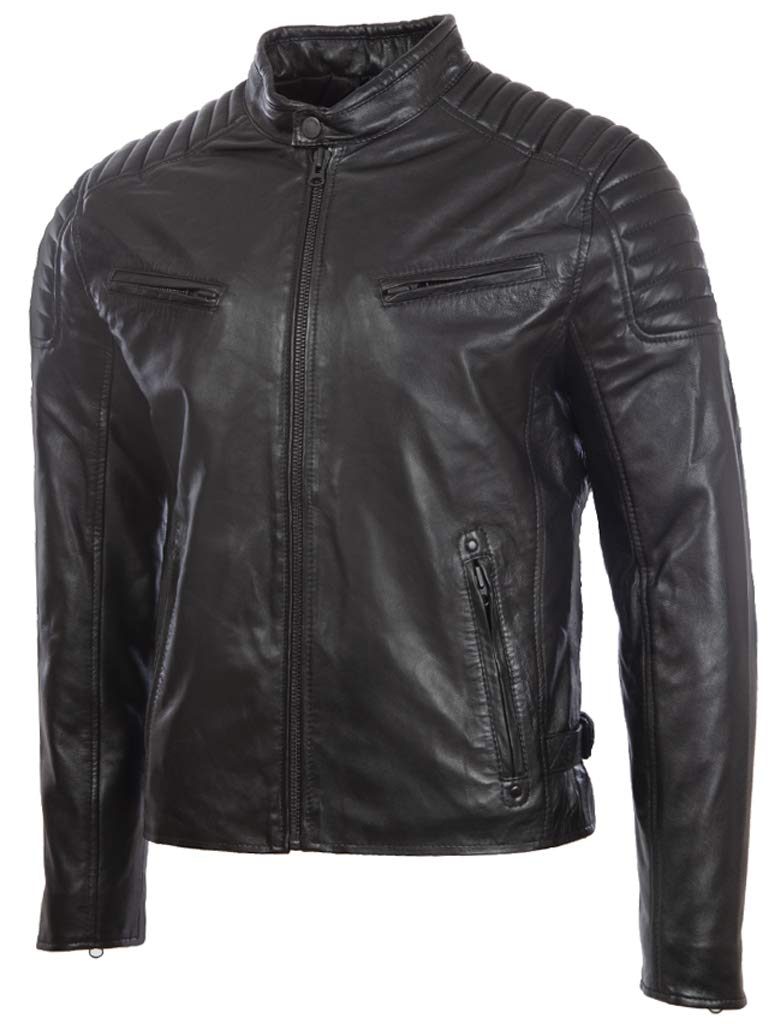 Aviatrix Giacca da Motociclista da Uomo in Vera Pelle con Design a Spalla Imbottita (T86N)