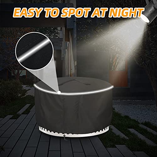 Zenicham Fire Pit Cover Round 22 Inch - 600D Outdoor Firepit Cover, Cover For Fire Pit With Reflective Strips, Heavy Duty Propane Fire Pit Cover, Waterproof Fire Pit Cover, 22 X 16 Inch #TOP4