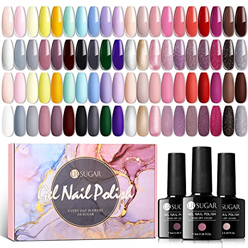 UR SUGAR Gel Nail Polish Set, 40 bottles Black White Pink Purple Nude Gel Nail Polish Kit 7.5ml UV Nail Polish Shiny Glitter Gel Nail Polish Nail Art Home DIY Gift Box Kit for Women