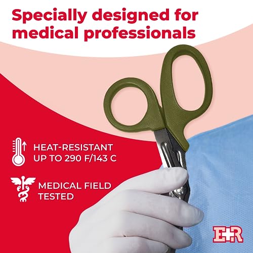 Ever Ready First Aid Titanium Bonded Bandage Shears 7 1/4" Bent - Drab Olive Green - 2 Pack - Autoclavable - Thumbnail 5