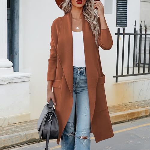 Maiyifu-GJ Women's Long Wool Cardigan Jackets Casual Lightweight Open Front Jacket Fall Winter Warm Overcoat Outerwear4