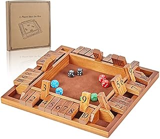 ApudArmis 4-Player Shut the Box, Large Wooden Board Game Set with Dice, 4-Way Play Shut-The-Box for Kids Learning Addtion Adults Classroom Home Party Pub (12 In)