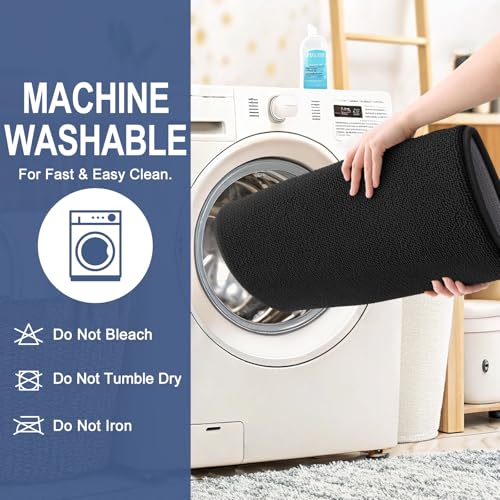 Image of OLANLY Thick Memory Foam Large Bathroom Rugs 40x32, Extra Soft Absorbent Bath Rug, Quick Dry Bath Mats, Non-Slip, Machine Washable Carpet for Bathroom, Tub and Shower, Home Decor Accessories, Black