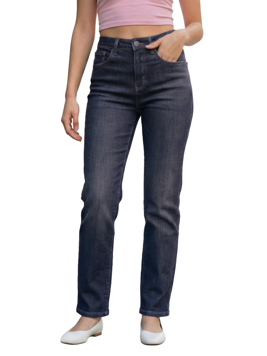 bewakoof Women's Solid Slim Straight Fit Polycotton Jeans-picture-35