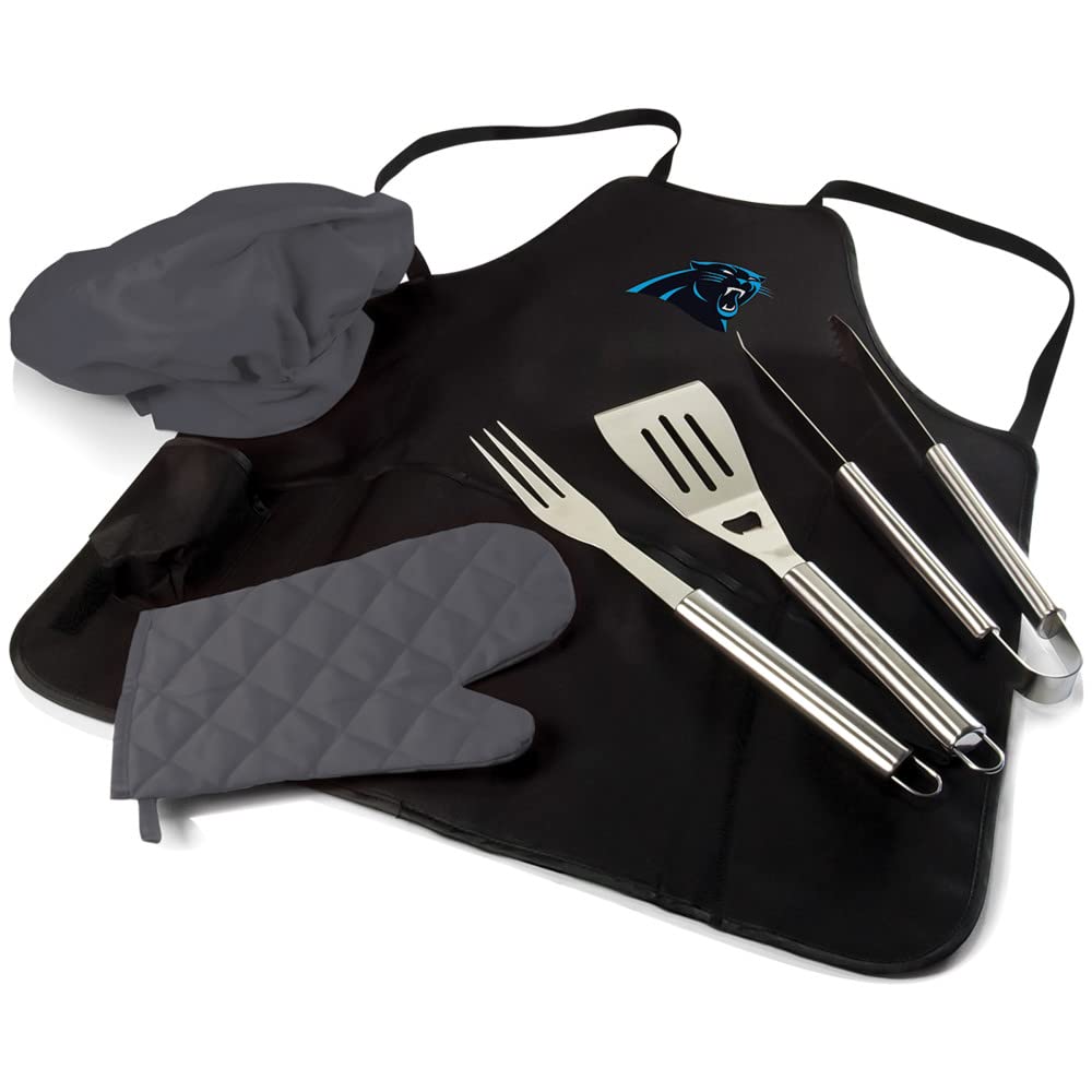 Picnic TIME BBQ Apron Tote Pro Grill Set, (Black with Gray Accents)