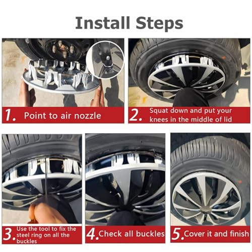 Image of ABX Hubcap Wheel Covers Hub Caps 13 Inch Set of 4 Black & Silver Universal Wheel Rim Cover R13 Stylish Car Decor Wheel Covers for Toyota Camry Nissan Mazda (black-01, 13 inch)