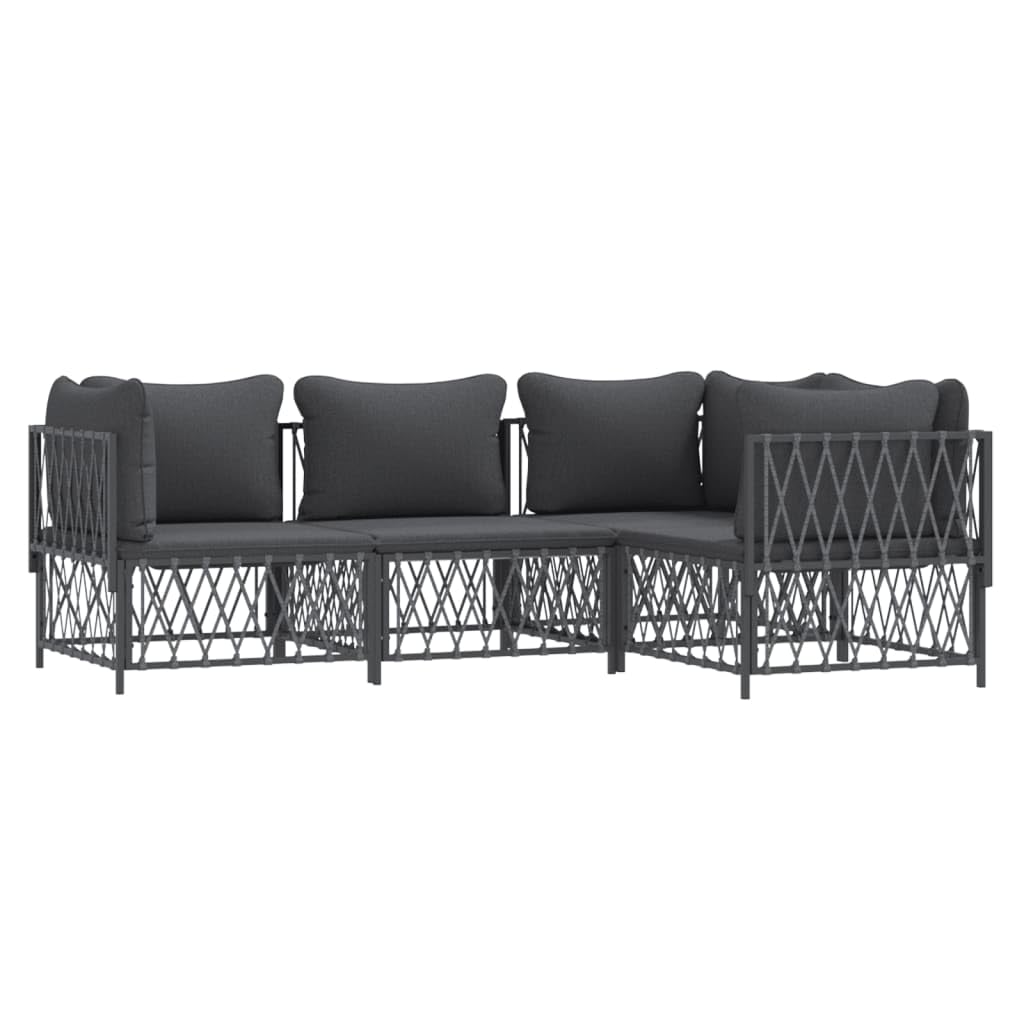 Salon de jardin acier résistant anthracite ensemble de salon 4 pcs