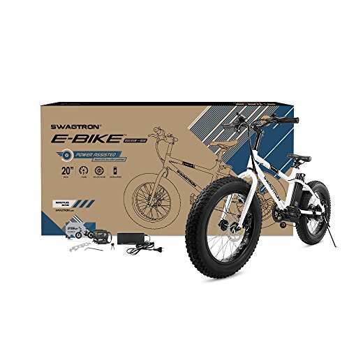 Swagtron EB-6 Bandit E-Bike 350W Motor, Power Assist, 4” Tires, 20” Wheels, Removable 36V Lithium Ion Battery, Dual Disc Brakes– Electric Bike 7-Speed SIS Shifting Built for Trail Riding