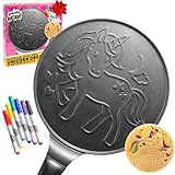 CucinaPro Large 10' Unicorn Pancake Pan - Nonstick Skillet with Set of 6 Edible Food Markers for Decorating Pancakes, Aluminum, Electric and Gas Stovetop Compatible