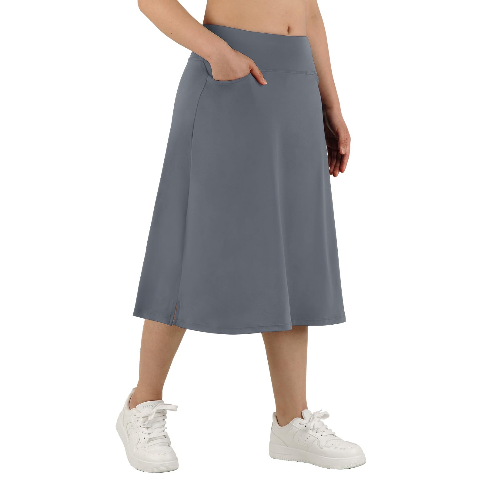 ANIVIVO Women's Skorts Knee Length, Modest Long Skort Athletic Sports Casual Skirt with High Waisted Pockets