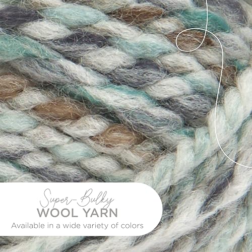 Image of Lion Brand Yarn Wool-Ease Thick and Quick Yarn, Soft and Bulky Yarn for Knitting, Crocheting, and Crafting, 3 Pack, Seaglass