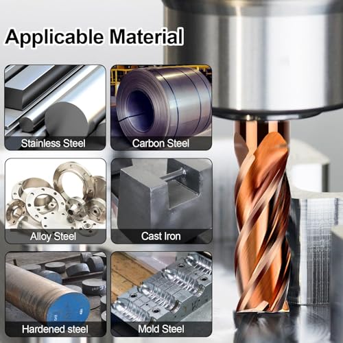 Image of End Mill, 5Pcs 1 /8 inch 3 /16 inch 1 /4 inch 5 /16 inch 3 /8 inch 4 Flute