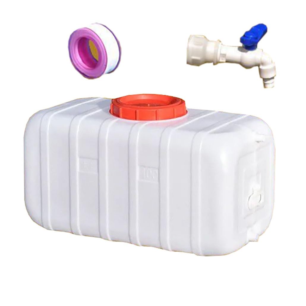 Tanica Acqua con Rubinetto – Serbatoio Acqua Piovana e Potabile in Plastica HDPE Alimentare, Contenitore con Coperchio a Vite per Esterno, Camper, Orto, Uso Agricolo(White,150L/39.6gal)