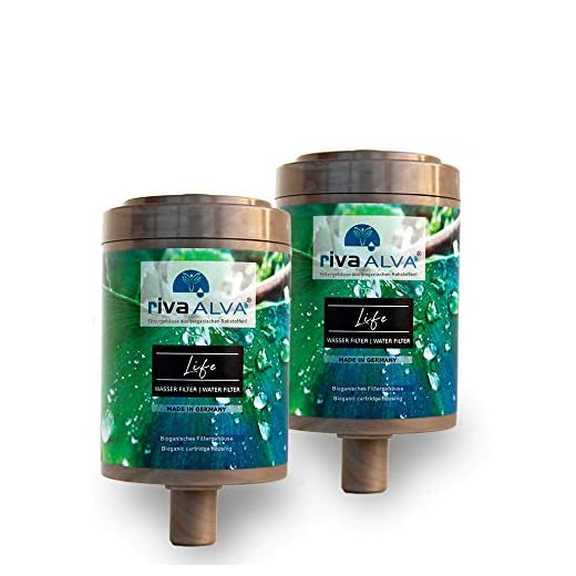 rivaALVA Life Trinkwasserfilter Ersatzkartusche 2er Set, Wasserfilter Kartusche für Küche, Plastikfrei, 100% biologisch