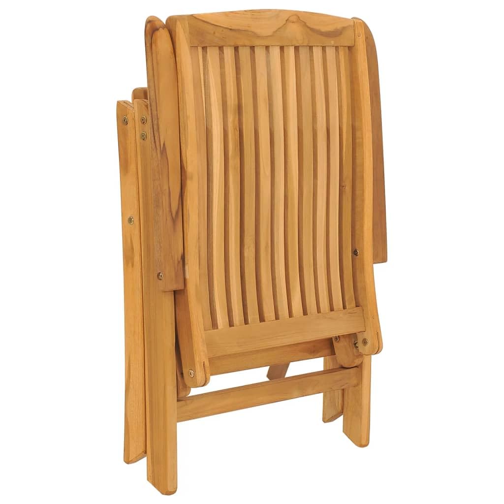 Sedie da giardino con cuscino, 2 pezzi in legno massello teak regolabile in 6 posizioni, pieghevoli, impermeabili, per balcone e terrazza, portata 110 kg