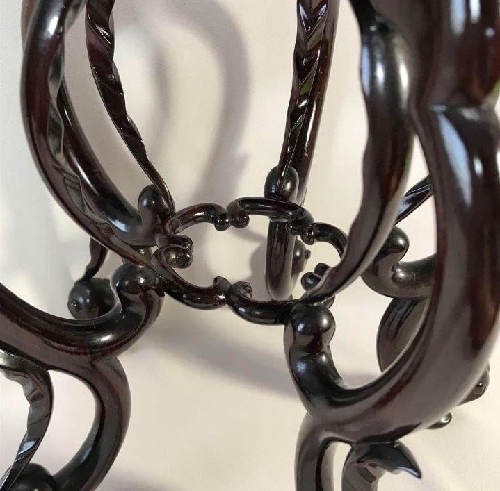 花台 本紫檀 唐木 無垢 円形花台 5本透かし彫足 銘木 高級