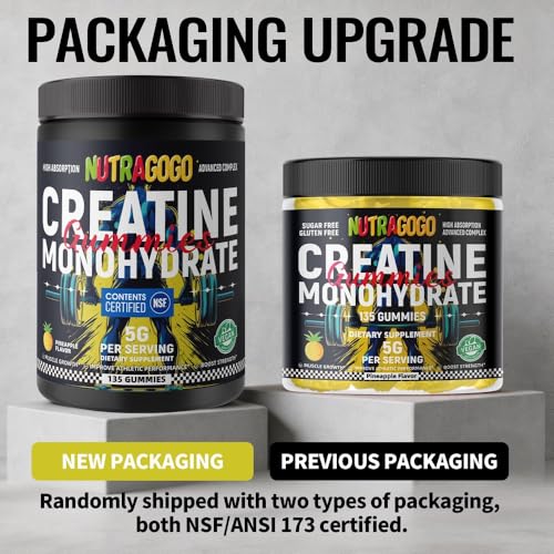 NUTRAGOGO NSF Certified Creatine Gummy - Creatine Monohydrate Gummies for Men & Women-5g of Creatine Monohydrate per Serving - Sugar Free,Vegan, Pineapple Electrolyte Chews, 135 Count — view 4