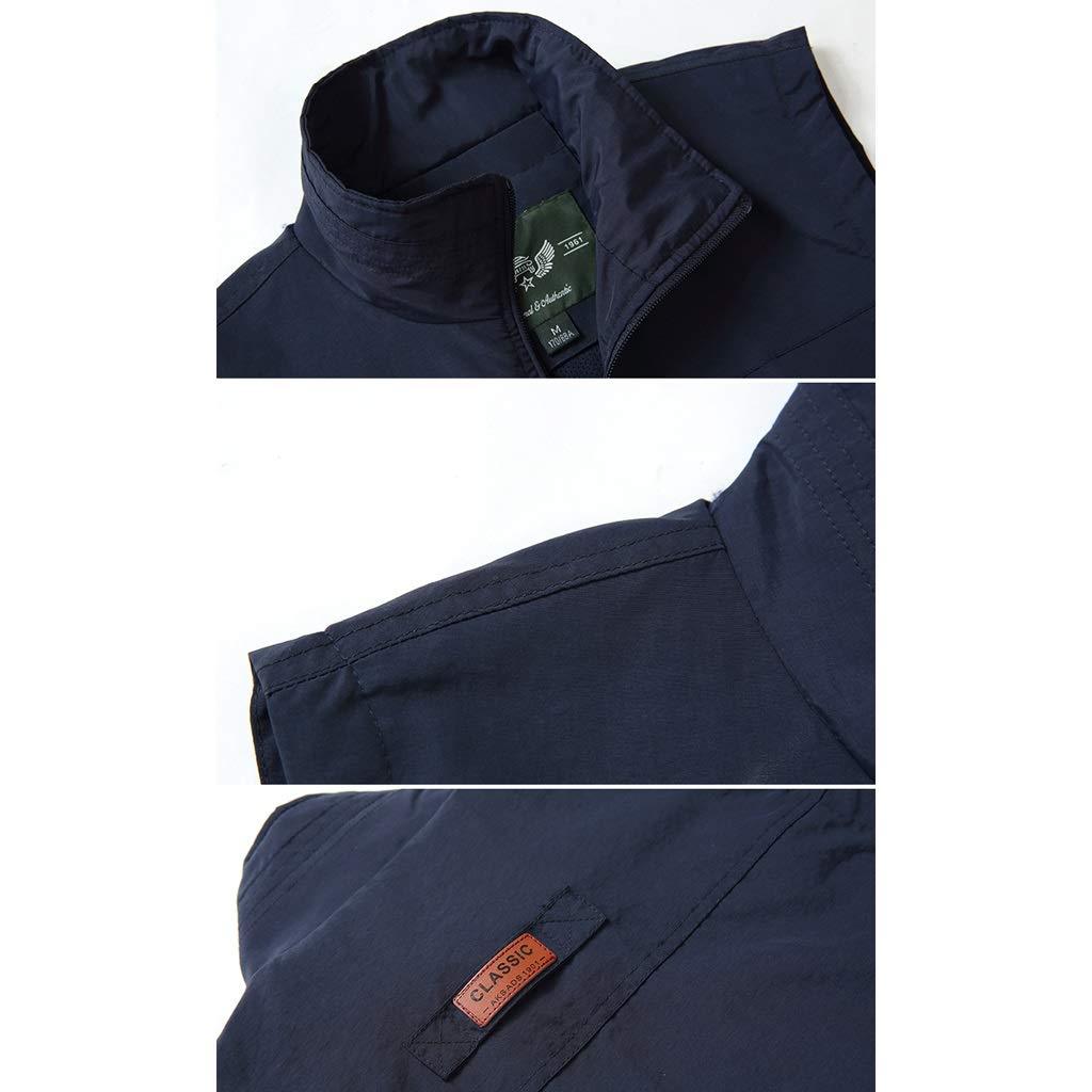 WDX- Chaleco de bolsillo de poliéster para hombre primavera y otoño, chaleco de múltiples bolsillos delgado para deportes y ocio Transpirabilidad (Color: azul oscuro, Tamaño: XXXL)
