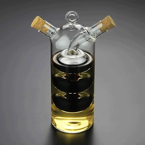 Botellas dispensadoras de aceite de oliva y vinagre, botella de aceite de vidrio transparente 2 en 1, botellas dispensadoras de aceite de vidrio