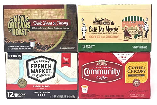 New Orleans Coffee & Chicory Sampler Single Serve Cups Variety Box (48 Count)