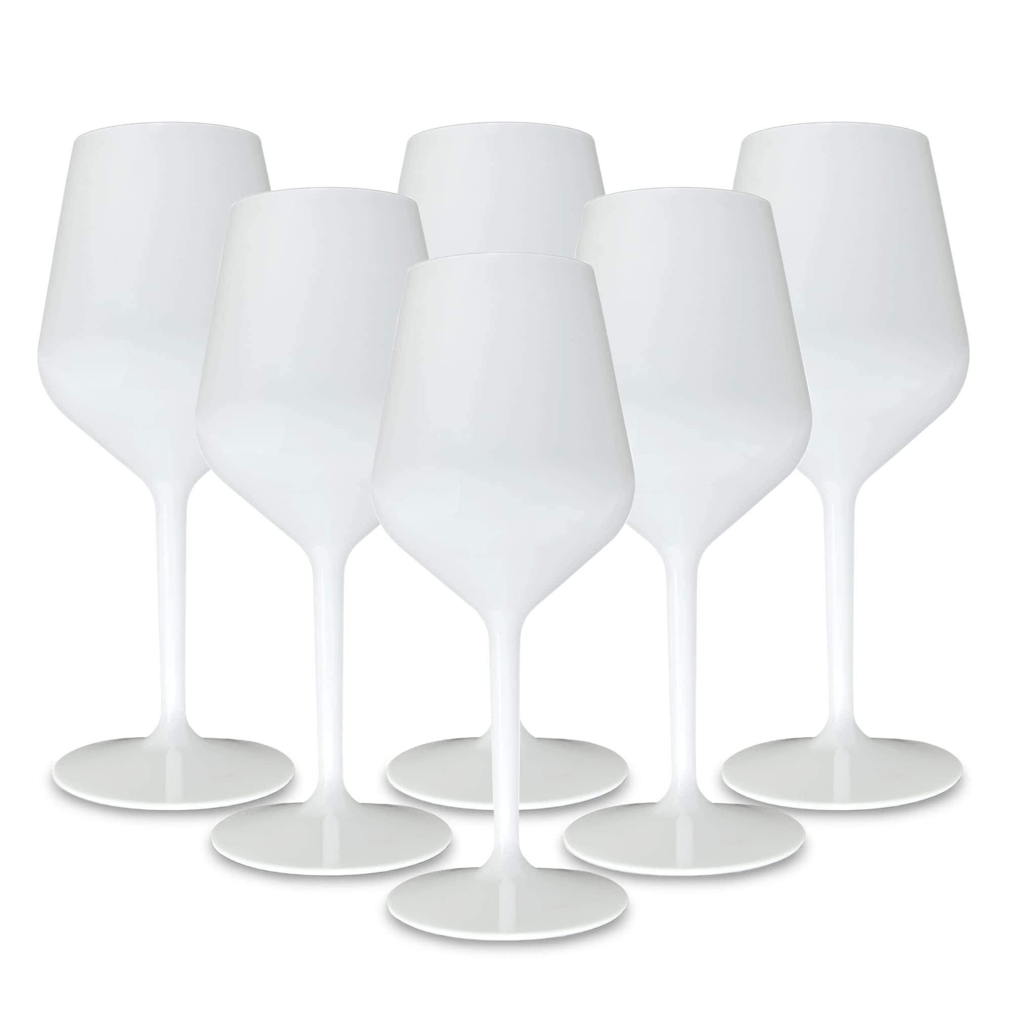WAF RucBicchieri Set 6 VERRES À Vin/Cocktail 'EVENT TASTING BLOWN STEMGLASS' 33cl. INCASSABLES, en Tritan (Plastique Rigide), BPA-Free, Réutilisables et Lavables au lave-vaisselle, (Blanc), (FM-41)