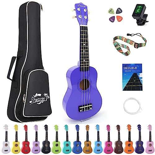 Home 162 Amdini 21 inch Soprano Ukulele Basswood Acoustic Mini Guitar for Beginner Kid Starter with Case Strap Tuner Picks Strings Primary Tutorial