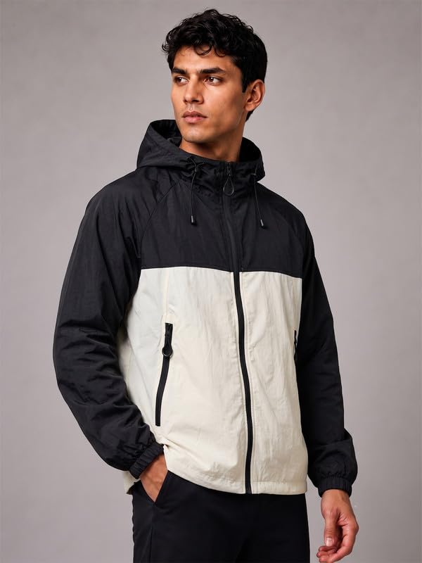 Image of CHKOKKO Windcheater Jacket For Men With Hood UPF 50+ UV Sun Protection | Lightweight Breathable Water-Repellent Windbreaker | Nylon Fabric Outdoor Running Biker Dailywear Jacket