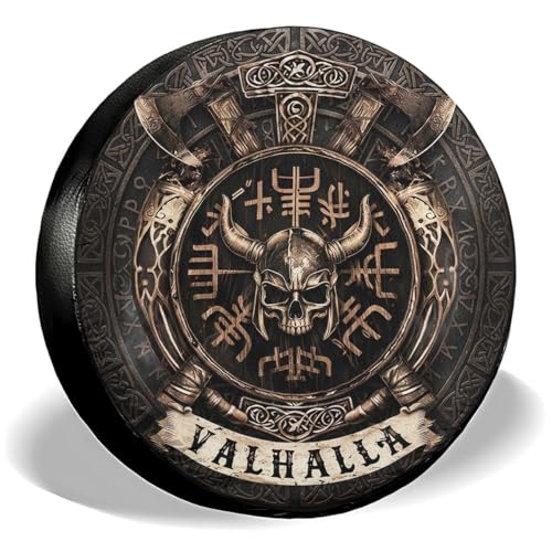 Image of GENANY Viking Shield Emblem Spare Tire Cover for RV Trailer, Waterproof, No Camera Hole, Size 16 Fits 29-31 Inch