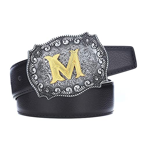 Image of HUABOLA CALYN Belt Buckle Men, Western Cowboy Rodeo Small Alphabet Letter ABCDMRJ to Z Initial Belt Buckles for Women