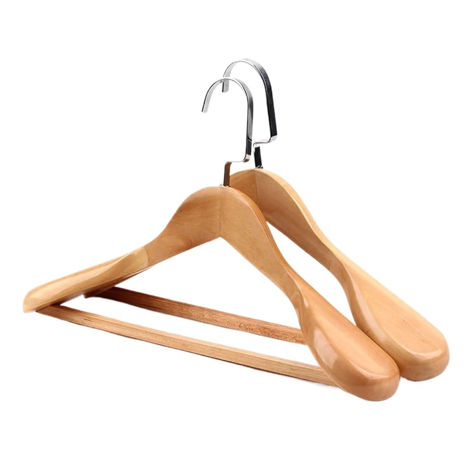 Wooden hangers 2pcs Thickened Suit Coat Hanger Solid-Wood Clothes Wide Shoulder Seamless Household Support Wooden for suit(Wood color4)