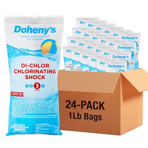 Image of Doheny's Di-Chlor Shock | 100% Professional-Grade | Calcium-Free Pool Sanitizing and Shock Treatment | for Salt & Chlorine Pools | 56% Stabilized Chlorine | 24 x 1lb Bags (24lb Total)