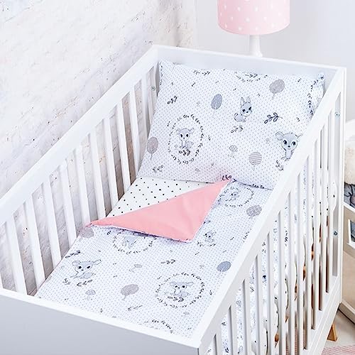 BABYSAFE Baby Cot Bed Duvet Cover Set Girls 120 X 90 with Toddler Pillowcase 40x60 Cm 100% Cotton