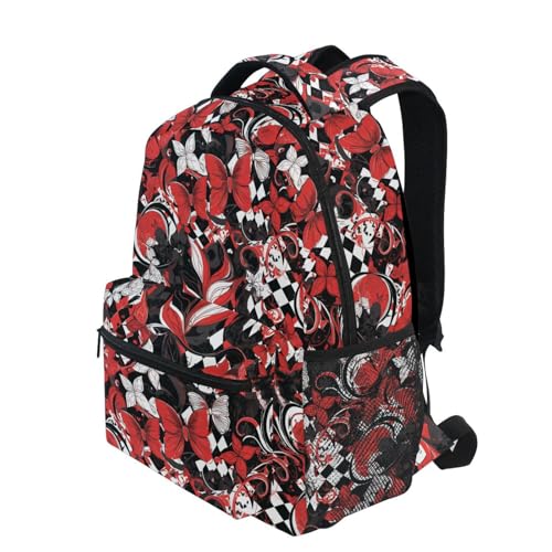 Red and Black Butterfly Flowers kids backpacks for boys with big book bags for middle school mochilas escolares para ni?os3
