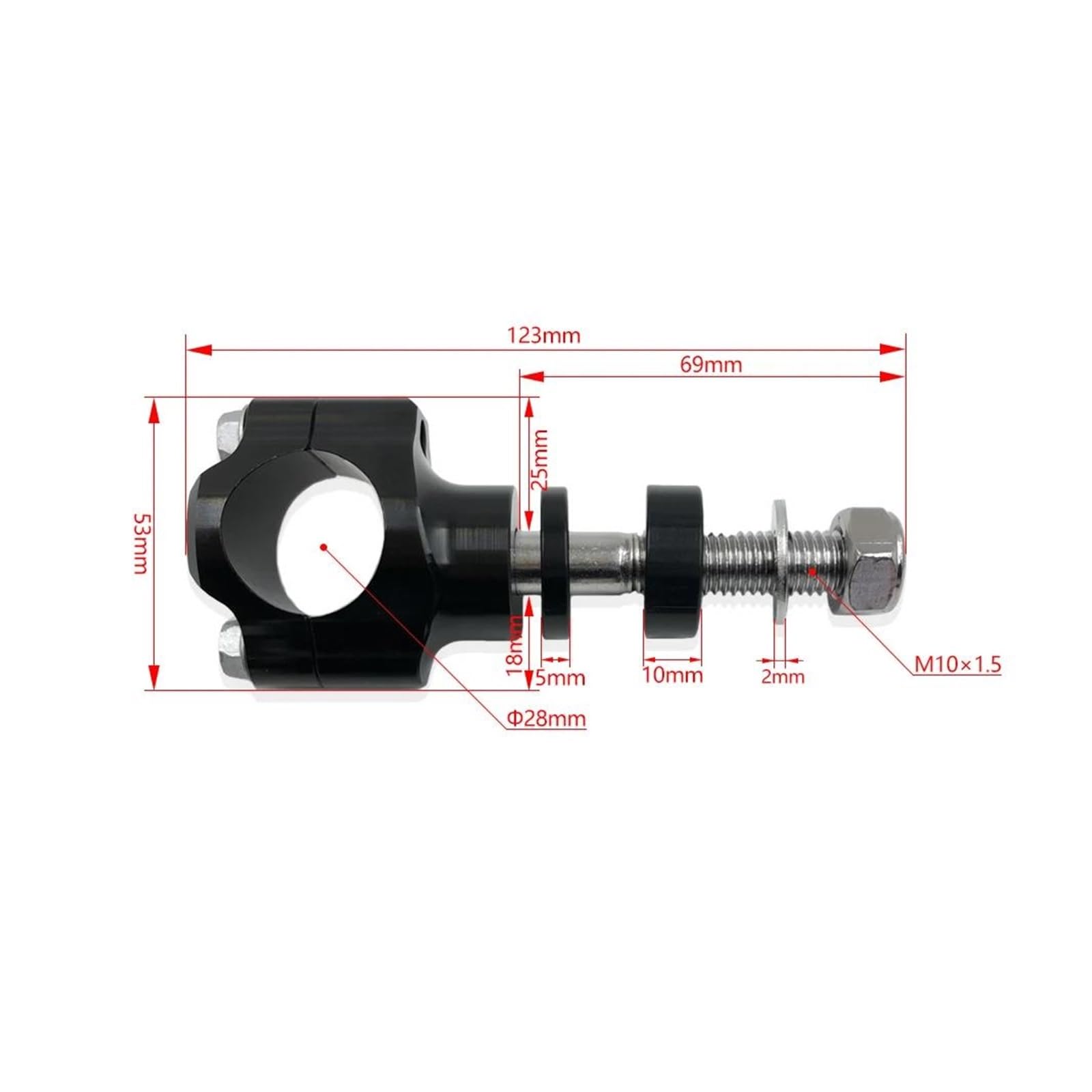 Elevadora Manillar Accesorios Universales para Motocicleta M10 Abrazadera Manillar Aleación Aluminio CNC Elevador Ajustable 1 1/8 "28 Mm para Suzuki Etc.(M10-Black)