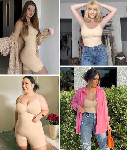 Image of SHAPERX Shapewear for Women Tummy Control Bodysuit Mid Thigh Butt Lifter Body Shaper Shorts