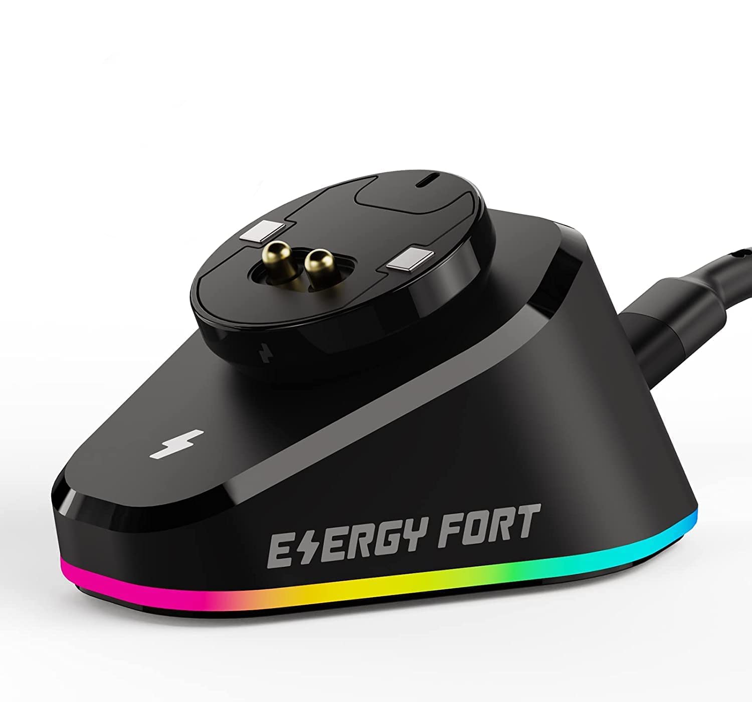 Mouse Dock Compatible with Logicool G502/G502 X/G703/G903 LIGHTSPEED/G Pro Wireless and Razer series Charging station with RGB Lighting Magnetic Mouse Charging Station With 2M nylon Charging Cable