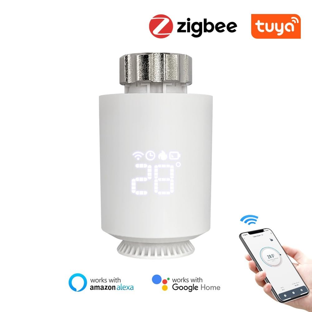 VENEKA Attuatore Termostato per Radiatore Tuya ZigBee, Regolatore di Temperatura Valvola Termostatica Smart TRV per Alexa Home