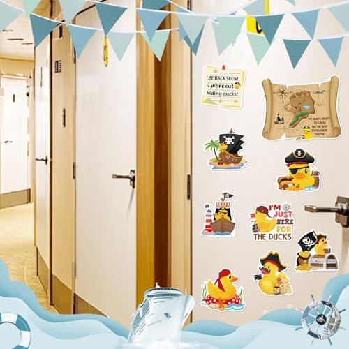 Image of Dazoratix Duck Cruise Door Magnets - 8 Pcs Pirate Rubber Ducks Large Ship Cabin Decorations Magnetic Funny Stickers Stateroom Accessories for Carnival Party Summer Decor Refrigerator Car Locker Decals