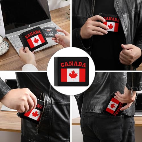 Canada Flag Canadian Maple Leaf Bifold Wallet Hidden Compartments Pocket Money with Credit Card Holder for Men3