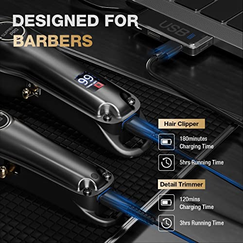 SUPRENT® Professional Hair Clippers for Men, Hair Cutting Kit & Zero Gap T-Blade Trimmer Combo, Cordless Barber Clipper Set with LED Display Mens Gifts(Black) - Image 7