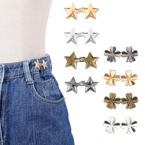 JYNXOR 8 Pcs Bouton Jean Clipsable Ajustable,Resserre Pantalon,Serre Taille Pour Jean,Pince Pour Pantalon Trop Large,Boutons De Pantalon Amovibles,Adaptable à Toutes Tailles,Pas De Couture Ni d'Outils