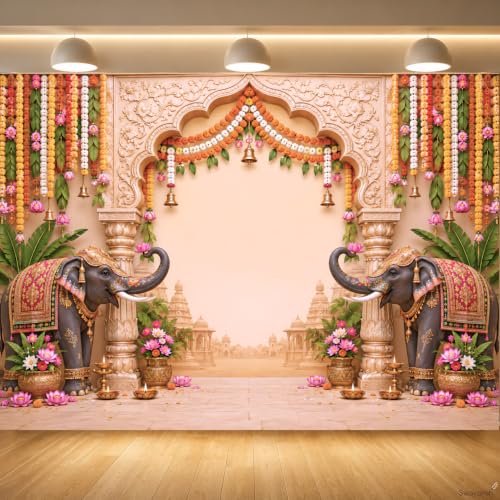 Best Janmashtami Decorations from Amazon India 19 Backdrop Cloth for Pooja Decoration 7 x 5 FT Temple Mandir Backgr...